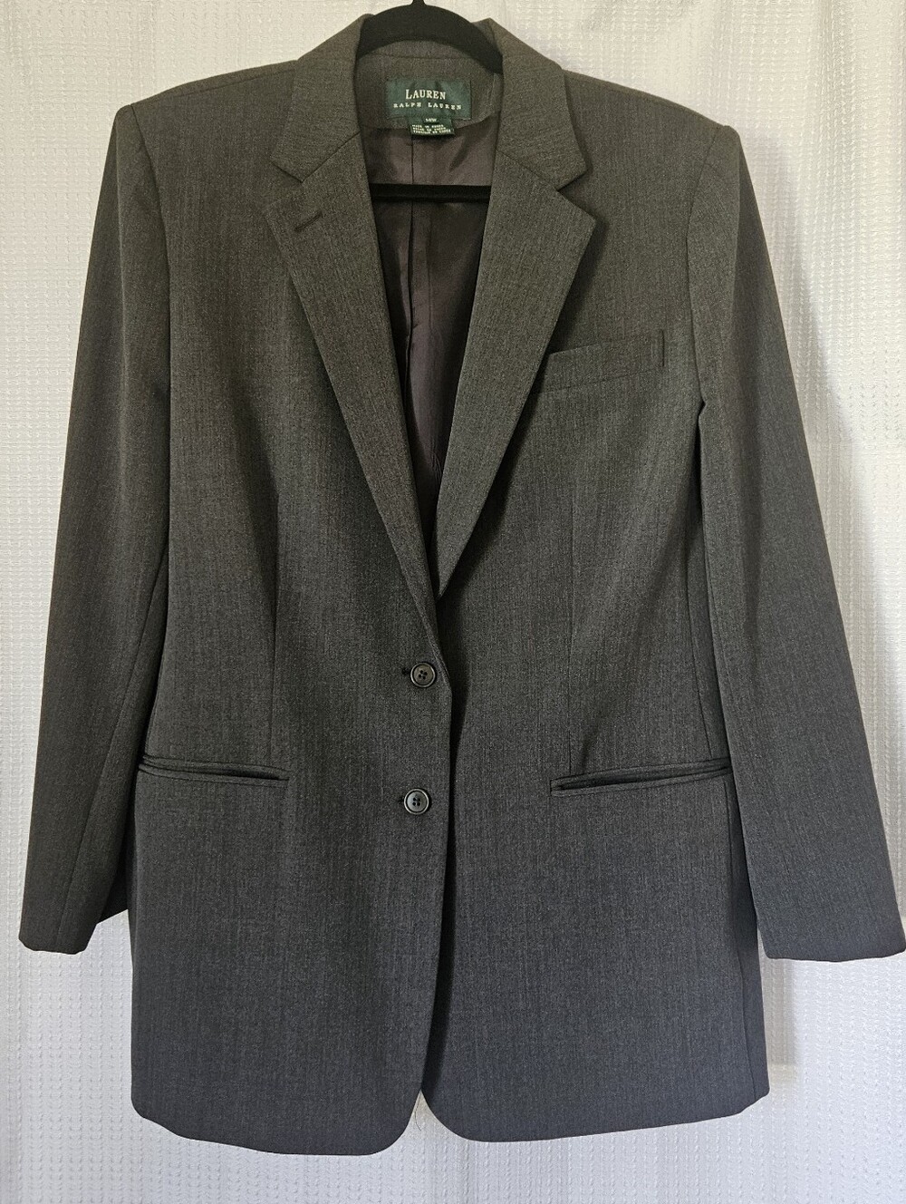 Ralph Lauren Grey Black Ladies Blazer Jacket Size 14W Vintage